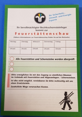 Ansagezettel Feuerstättenschau 100St
