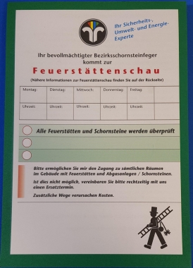 "Ansagezettel ""Feuerstättenschau"" DinA5 ohne Gummierung 100 St."